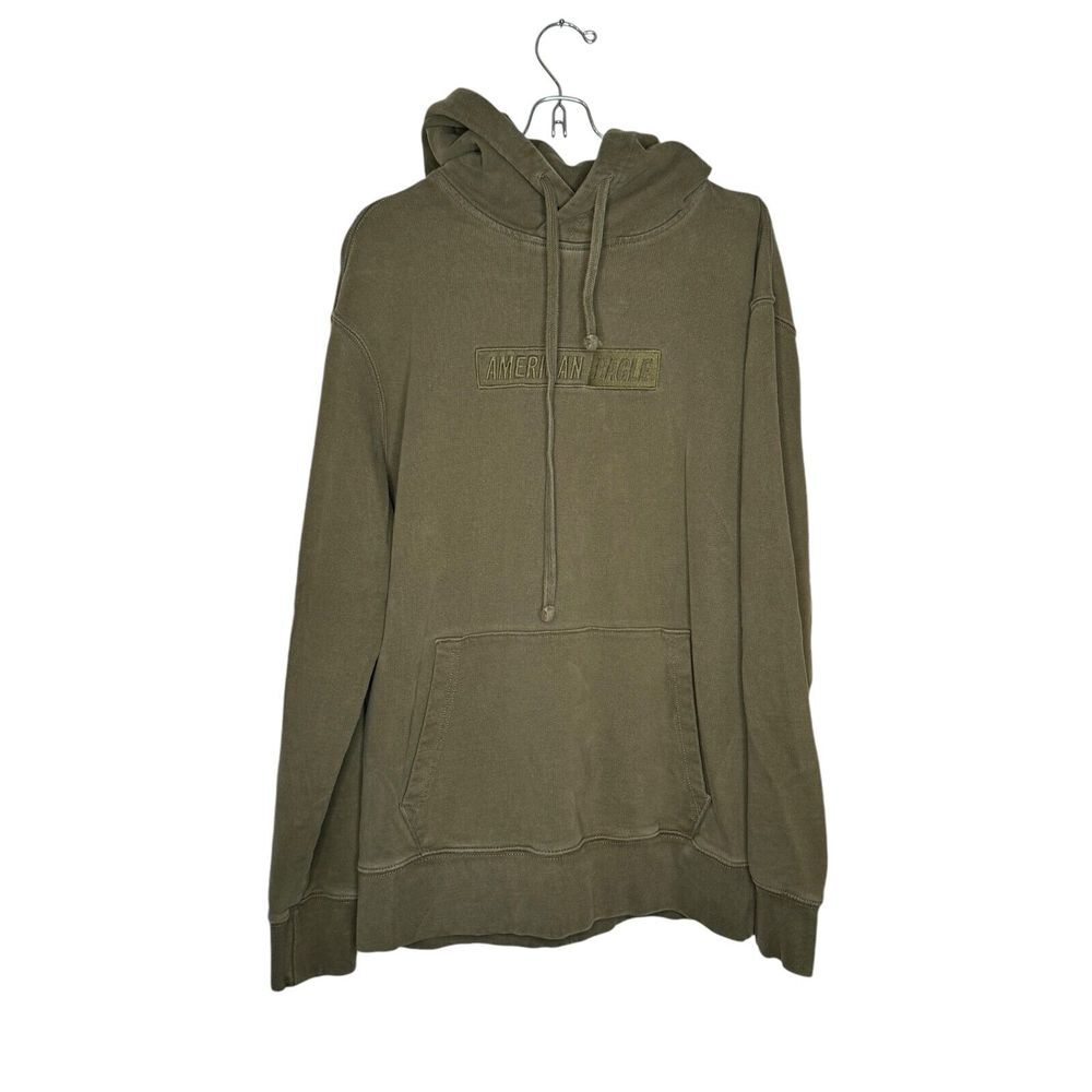 American Eagle Men's Sweatshirt Hoodie Fleece‎ Loose Fit Pullover Green Medium